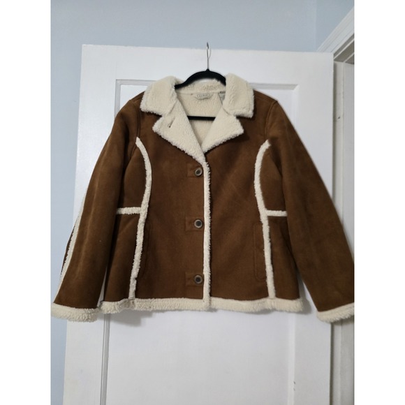 L.L. Bean Jackets & Blazers - LL Bean Jacket Womens Size Medium Petite Brown with Faux Fur